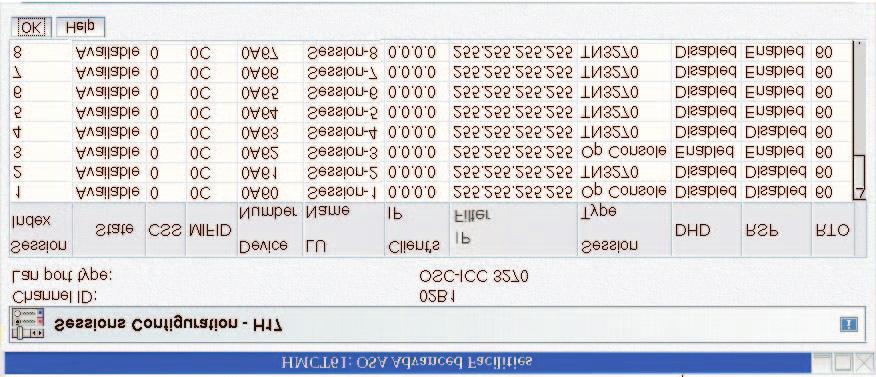 Status specifies whether the session is not configured, available, connected, active, or definition error: v Not configured: the session has not yet been configured.