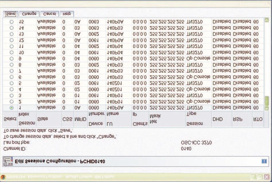 Figure 18. Edit session configuration panel Index specifies the session number.