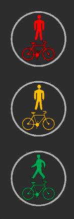Světelná signalizace - chodci a cyklisté Signály pro chodce a pro cyklisty se používají zejména na přechodech pro chodce a přejezdech pro cyklisty S 9a dvoubarevná soustava se signálem pro chodce S