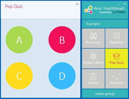 42 - Acer TeachSmart ABC a 123 Tyto možnosti poskytují čtyři možné odpovědi, buď A, B, C, D, nebo 1, 2, 3, 4.