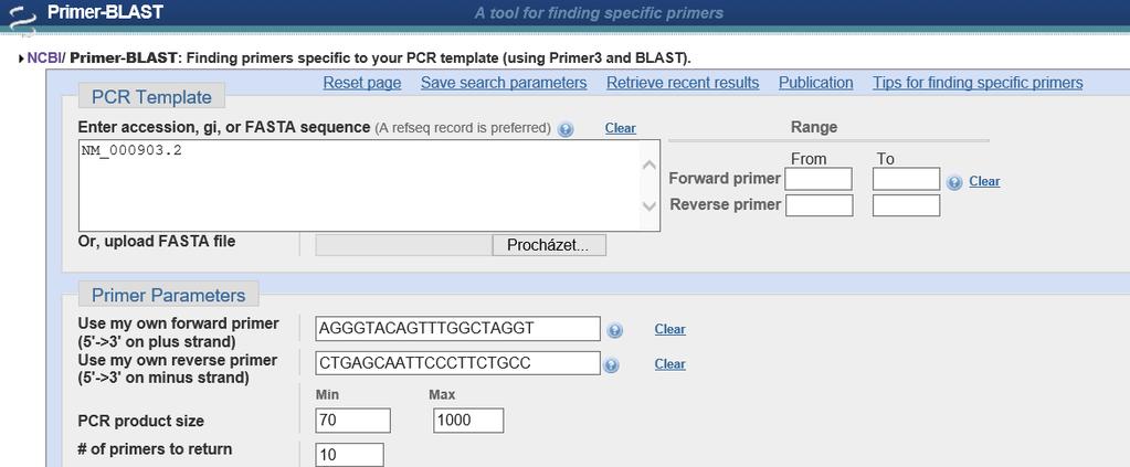 Návrh primerů: kvantitativní (q)pcr (rt-pcr) Kontrola