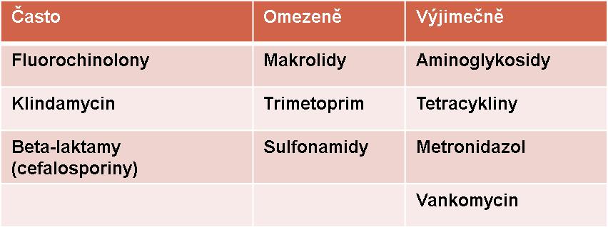 ANTIBIOTIKA JAKO RIZIKOVÝ FAKTOR CDI Cca 90 % v návaznosti na ATB