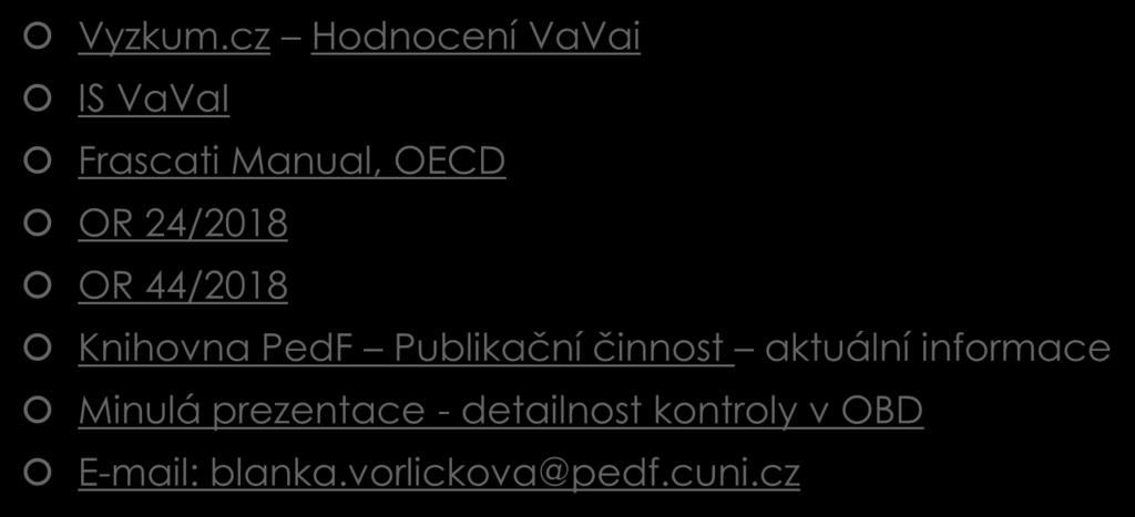 Užitečné odkazy Vyzkum.