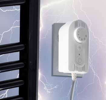 Raumtemperaturregler und mit dem Trocknungsprogramm in weißer Farbe, Schalter und