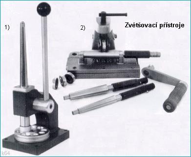 zvětšovací přístroje - angl. magnifying devices, k vytahování prstenů, zvětšování, příp. ke zmenšování zvětšování obroučky - lze provést dvěma způsoby, vytažením nebo nastavením.