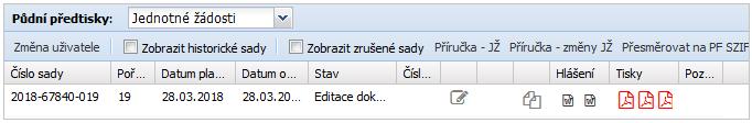 13 UPOZORNĚNÍ NA EXISTUJÍCÍ NEZPRACOVANOU ŽÁDOST V případě, že při založení předtiskové sady v LPIS, existuje v datech SZIF nějaká dříve podaná žádost o změnu zařazení, zobrazí se v okně předtiskové