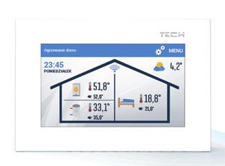 směšovacích ventilů, zobrazení venkovní teploty, týdenní program, budík, zabezpečení přístupu PIN kódem, zobrazení průběhů aktuální teploty kotle a pokojové, možnost aktualizace programu přes USB