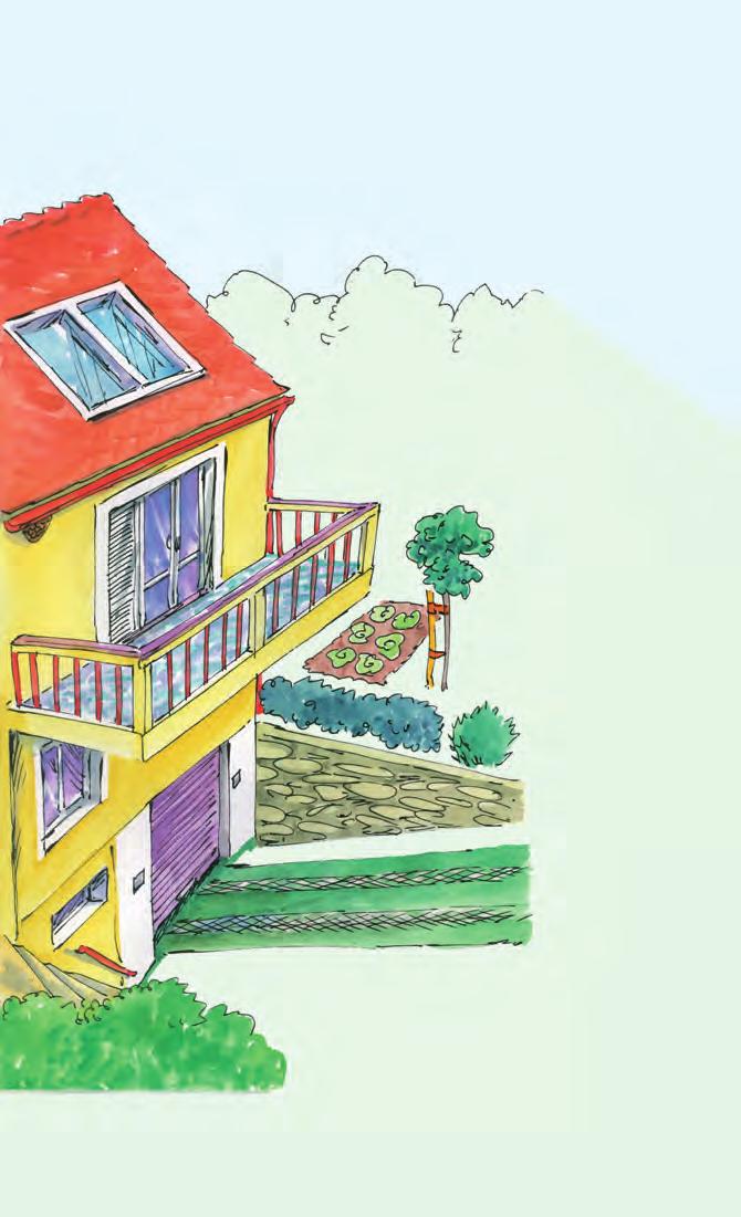 [bælkәni] balkon garden [ga:dn] zahrádka vegetable garden [vedȝtәbl ga:dn] záhonek se zeleninou ground floor [graund flo:(r)] přízemí wall [wo:l] zeď post box (BE), mail box (AE) [pәust boks, meil