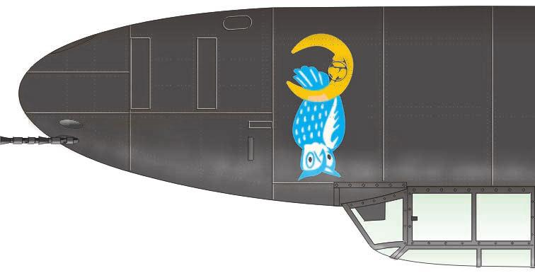 The fuselage, ahead of the tail unit, carried the identifier of Axis aircraft for this theatre of operations, a white band, which was often carried only around the top surface of the fuselage on