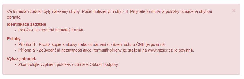 záhlavím formuláře následující hlášení: Obrázek Potvrzení správnosti žádosti V