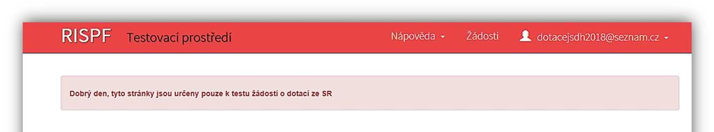 Správné přihlášení je rozpoznatelné v pravé části záhlaví stránky, kde se zobrazí Váš e-mail a