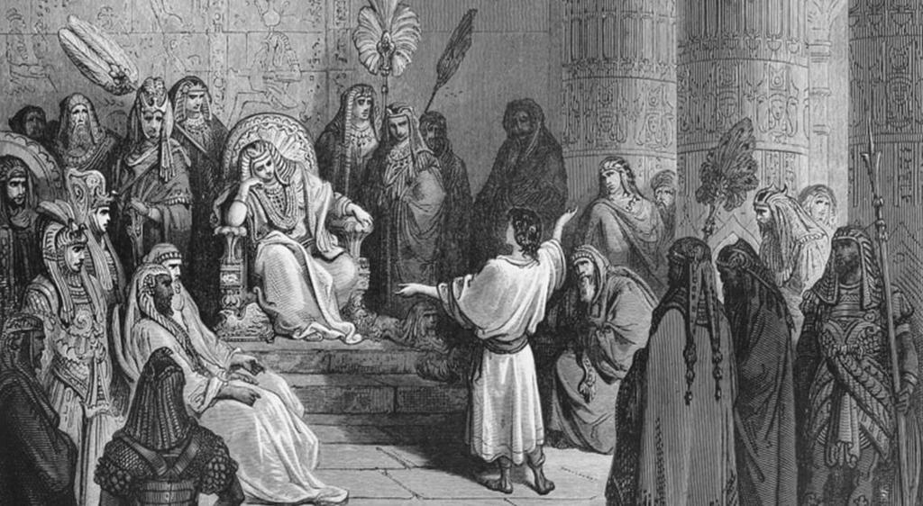Josef vykládá sny faraonovi, biblická ilustrace - SNY FARAONA -
