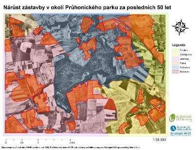 Podstatná změna - nárůst zástavby v povodí nad parkem