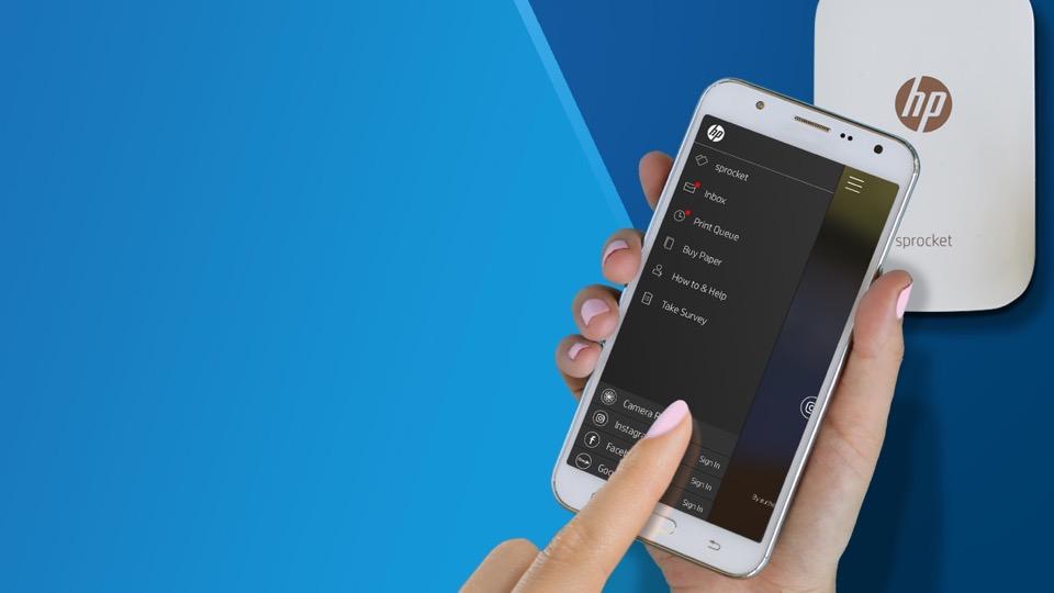 Funkce nabídky aplikace HP Sprocket Sprocket Umožňuje zobrazit informace o spárované tiskárně (např. stav baterie) a aktualizovat firmware.
