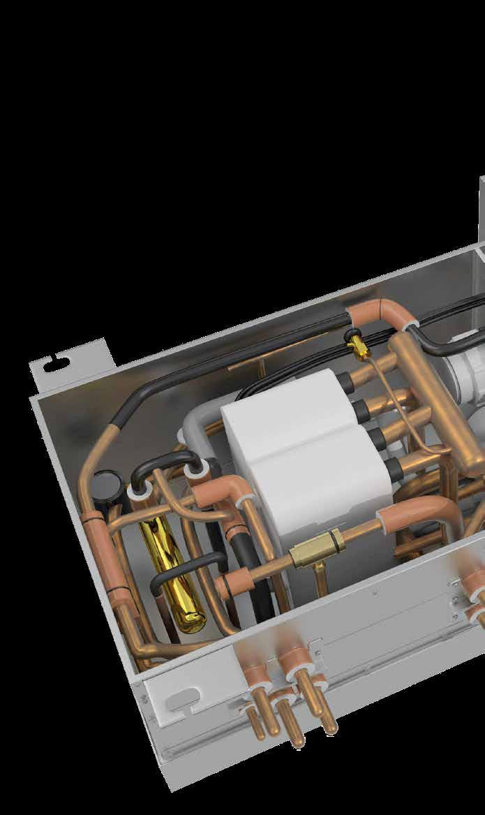 Srdce HVRF systému série R2: Hybridní BC controller Hybridní BC controller propojuje venkovní jednotku s vnitřními jednotkami a umožňuje výměnu tepla mezi chladivem ve vnějším okruhu a vodou ve