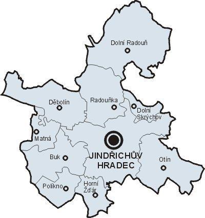 Mapa č. 2: Místní části města Jindřichův Hradec zdroj: https://www.jh.cz/ Ve městě se nachází mnoho kulturních a historických památek (např.