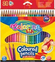 popis 0205409 12 barev 0205410 24 barev 77,-- 93,20 včetně DPH Trojhranné pastelky JUMBO, 12 barev - Colorino Kvalitní trojhranné pastelky s vysokým podílem barevných pigmentů.