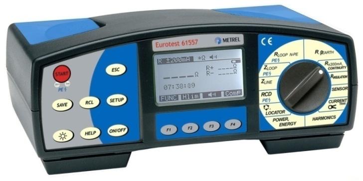 Obr. 5 Eurotest 61557 Naproti tomu novější typ - přístroj EUROTEST XC má lépe řešeno měření impedance za chráničem metodou výpočtu ze změřeného odporu R LINE a R N-PE, ovšem