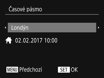 Základní příprava 10 Zadejte místní časové pásmo. Stisknutím tlačítek [ ][ ] vyberte domácí časové pásmo. Po dokončení nastavování stiskněte tlačítko [ ].