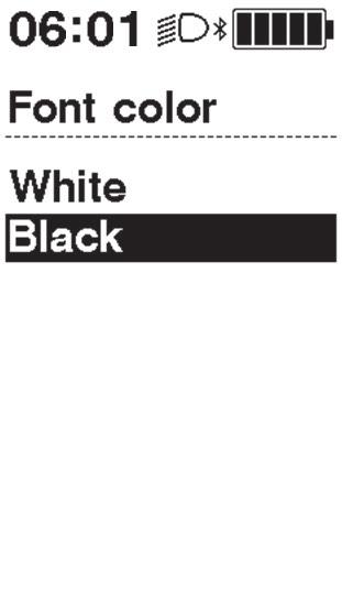 PROVOZ A NASTAVENÍ Nabídka nastavení (SC-E6100) [Font color] Přepíná barvu písma displeje mezi černou a bílou. 1. Zobrazte nabídku [Font color]. (1) Zobrazte nabídku nastavení.