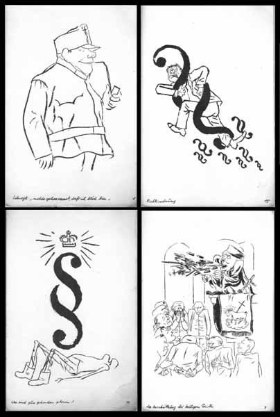 119. George Grosz (1893 1959) Hintergrund (17 zeichnungen zur aufführung des Schwejk in der Piscator-Bühne) litografie, album 17 litografií se souborem kreseb, vytvořených pro uvedení Haškova Švejka
