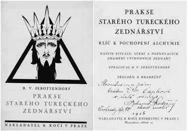 12. Mystika a okultismus (615 629) 615. N.A. Boutmy Kabbala, sekty a tajné spolky kniha, ořez původní obálky vlepen na vnitřní straně zadních desek, vyd. v Praze, 1925, clpl. převazba, 232s.