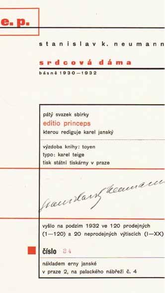 grafický list ve frontispice, signováno autorem, úprava Karel Teige, číslo tisku 34/120, svazek 5