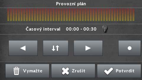 4.4.9 Provozní plán kotle UPOZORNĚNÍ Nabídka dostupná výlučně v ovladači ST-555P po použití modulu ST-66P Provozní plán kotle umožňuje naprogramovat čas aktivity kotle můžete s přesností na 30 minut