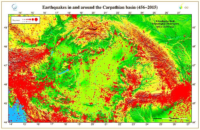 Karpatského oblouku, zejména v jeho jižní části, kde je seismická aktivita mnohem větší než v severní části oblouku.