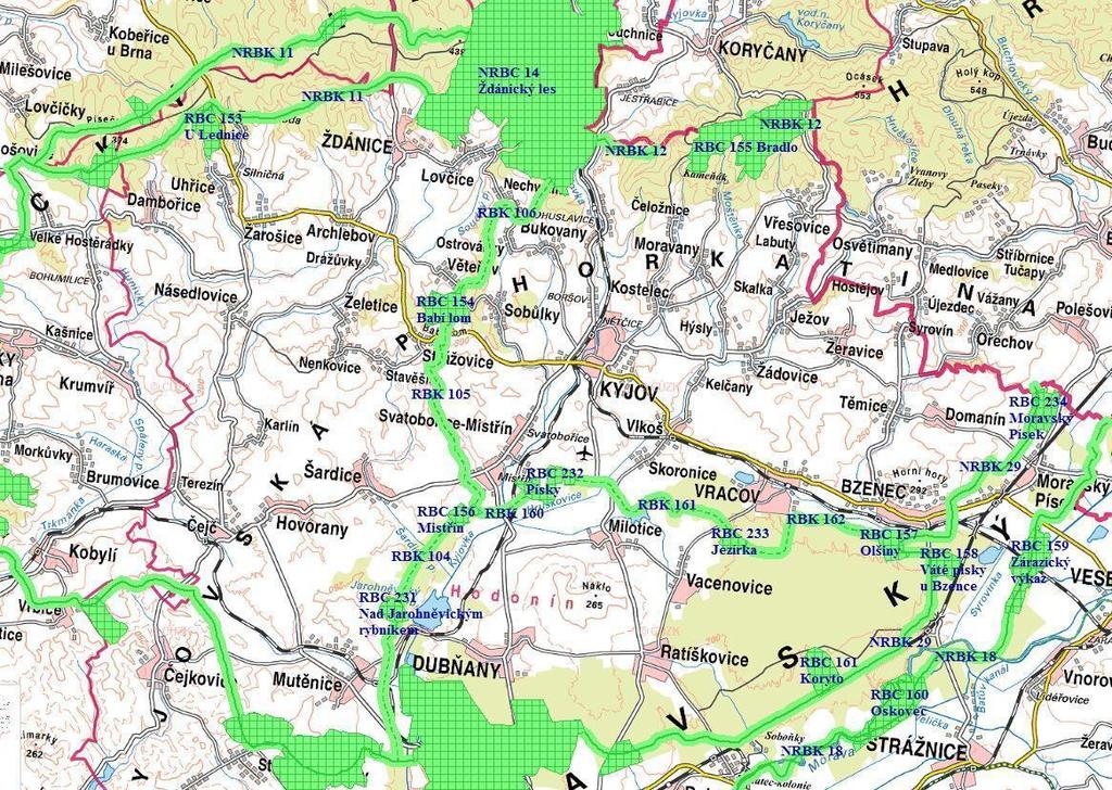 Obrázek: Skladebné prvky ÚSES nadregionálního a regionálního významu lokalizované na území regionu MAS Kyjovské Slovácko v pohybu Zdroj: Mapový portál Jihomoravského kraje; Ústav pro ekopolitiku, o.