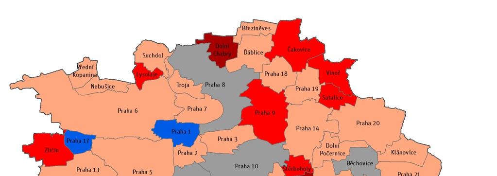 MAPA / 02 P R OGNÓZA Z MĚ NY P OČTU O B Y V A TEL MEZI L ETY 2017 A 2030 V P R A Ž SKÝCH MĚSTECKÝCH Č Á STECH Zdroj: IPR Praha Změny věkové struktury v územním detailu budou silně ovlivněny výchozí