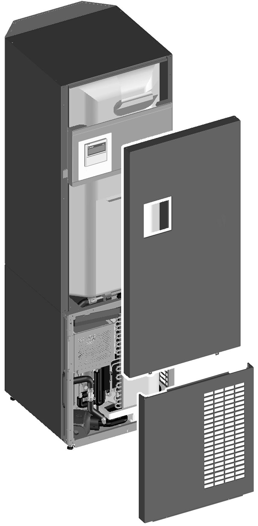 it is required to remove the front decoration panel of the domestic hot water tank module,.. Checks The described checks must be executed at least once a year by qualified personnel.