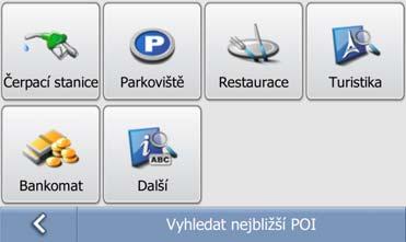 3. Zobrazí se seznam POI bodů. Zvolte příslušnou kategorii. 4.