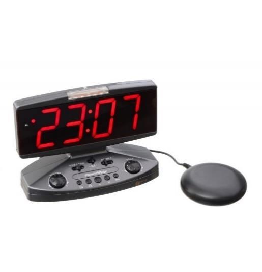 Vibrační budík Jumbo Velký LCD (červeně svítící) display. Velký vibrační polštářek. Stroboskopické světlo.