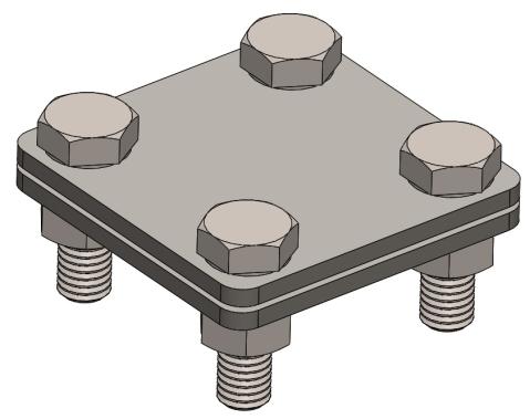 SVORKA PRO ZEMNÍCÍ PÁSKU Použití: svorka určená pro křížová a souběžná spojení zemnící pásky 30x4 mm a