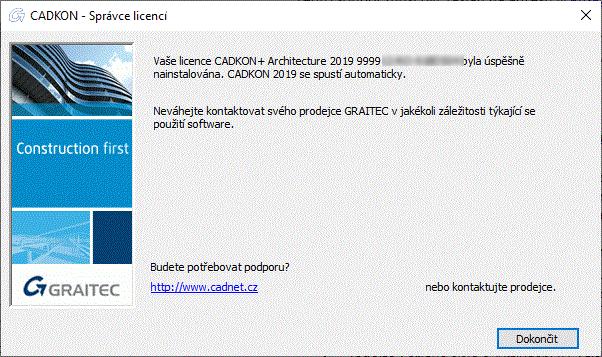 3. Váš počítač se spojí s aktivačním serverem společnosti GRAITEC, kde je uložena databáze licencí. Aktivační server přijme informaci a zpracuje ji.