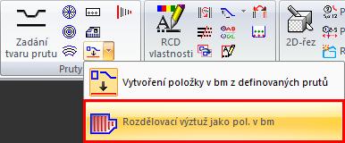 Rozdělovací výztuž jako pol.v bm Nový příkaz (ABRCLinearMItemInsert) vykreslí pruty do oblasti zadané jedním nebo více uzavřenými obrysy.