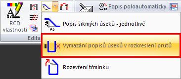 Pokud popisy úseků činí výkres méně přehledný, smažte popisy tímto příkazem. Pokud naopak potřebujete smazané popisy obnovit, použijte opět tento příkaz.