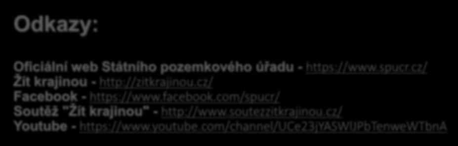 Odkazy: Oficiální web Státního pozemkového úřadu - https://www.spucr.