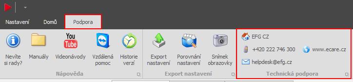 panelu aplikace (záložka