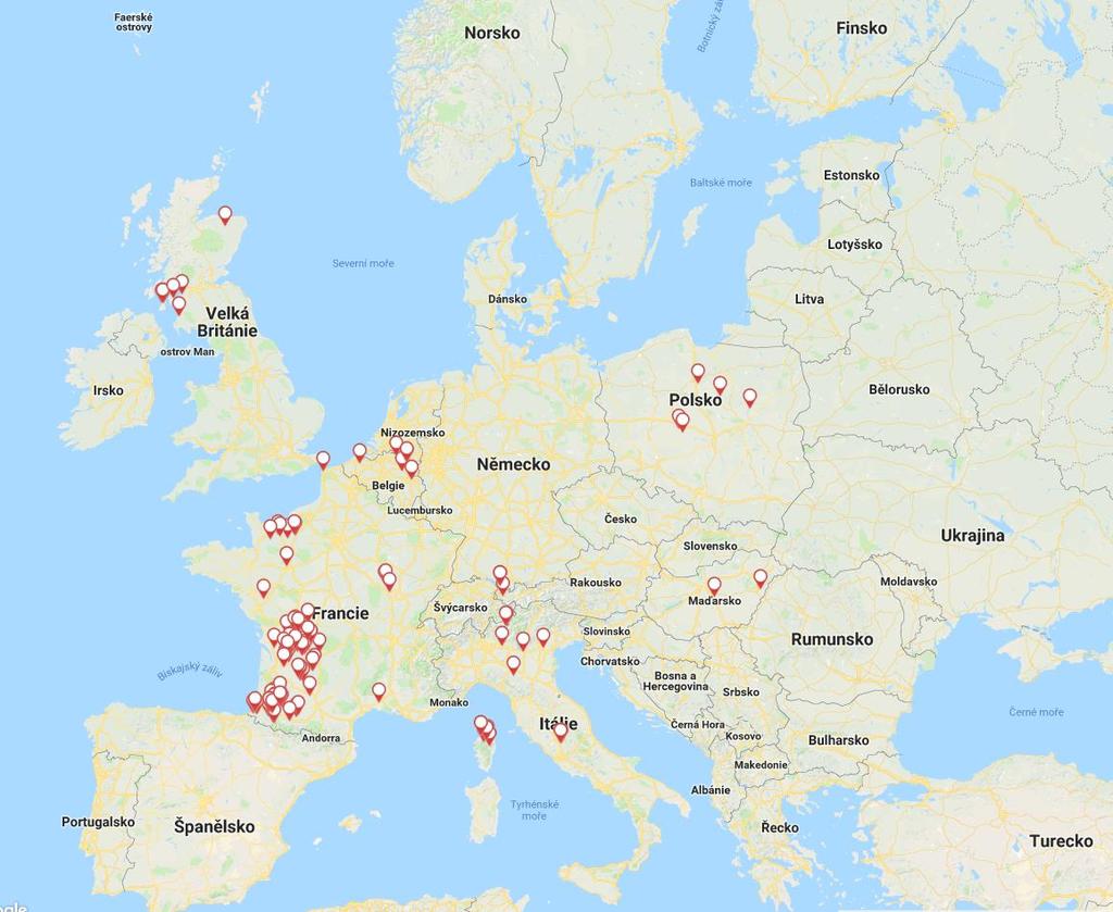 Ohniska TBC skotu v Evropě Ohniska TBC skotu v Evropě (celkem 156, FR: 123, IT: 9, UK: 7, BE: 6, PL: 5, AT: 4, HU: 2) 2018 (zdroj: ADNS Animal Disease Notification System) Členské státy úředně prosté
