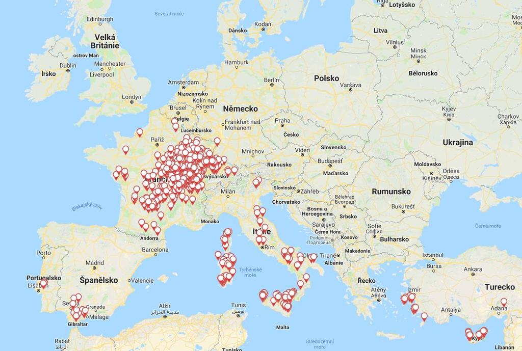 Ohniska KHO v Evropě Ohniska KHO v Evropě (celkem 957, FR: 671, IT: 128, CH: 91, CY: 27, SP: 13, PT: 7, GR: 18, DE: 1, TU: 1) - 2018 (zdroj: ADNS) 3.1.10.