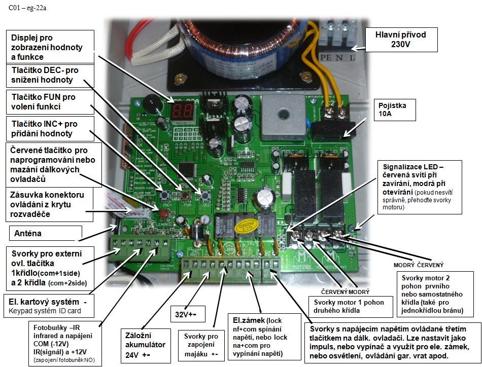 Uvedení do provozu a nastavení. Po přivedení přívodního napětí 230V se ozve signál a modrá LED se rozsvítí - jednotka připravena k provozu. Základní nastavení je již provedeno od dodavatele.