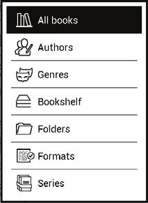 ČČČČČČČČČČ 44 Knihovna Knihovna je správcem souborů elektronických knih. Nabídka knihovny umožňuje filtrovat, seskupovat, řadit, měnit vzhled této části a provádět vyhledávání. 1.