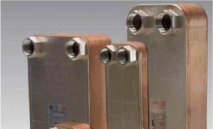 Chladiče deskové pájené Zejména pro menší výkony ( jednotky až cca 100 + kw )