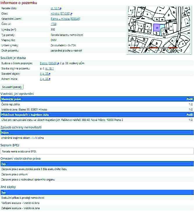 E. Pøílohy Výpis z katastru nemovitostí a vyobrazení v