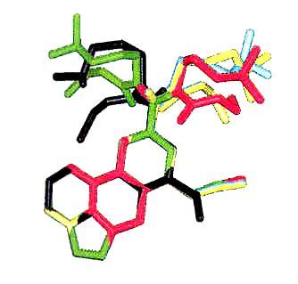 Překryv molekul cabergolinu ve formách I