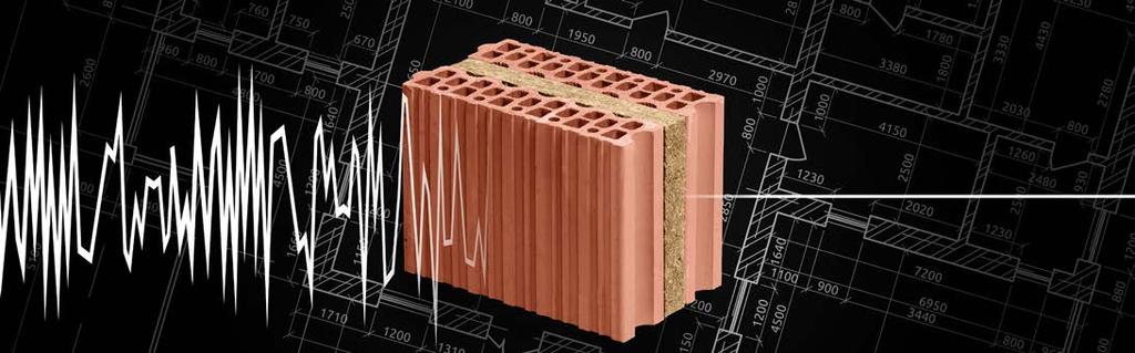 ZVUKOVÁ IZOLACE ZVUKOVÁ IZOLACE ZVUKOVÁ IZOLACE Nejdůležitější vlastností stěny z cihelných bloků HELUZ AKU KOMPAKT 21 broušená je zvuková izolace při menší tloušťce stěny oproti zdivu z cihelných