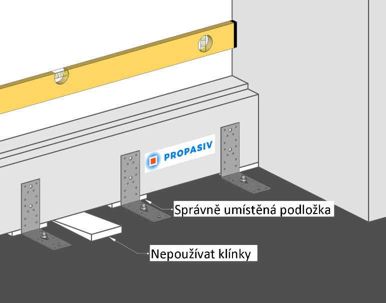 Podložky vkládejte vždy s podélnou osou TIRP.