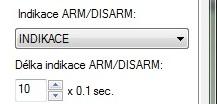 Connect-1 - Záložka ARM/DISARM 9. Na záložce RF výstupy zadejte RF aktory, které budou použity pro indikaci zapnutí/vypnutí střežení zóny a pro signalizaci poplachu. Obr.